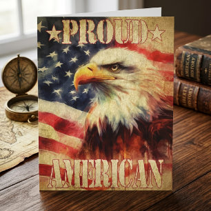 Trotse Amerikaan. Bald Eagle en de Amerikaanse vla Bedankkaart