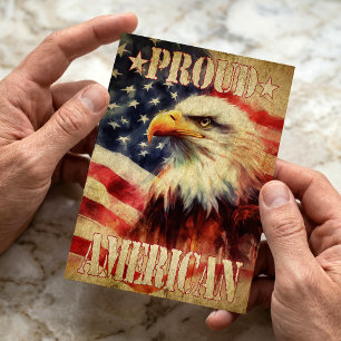 Trotse Amerikaan. Bald Eagle en de Amerikaanse vla Briefkaart