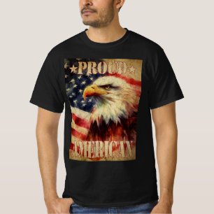 Trotse Amerikaan. Bald Eagle en de Amerikaanse vla T-shirt
