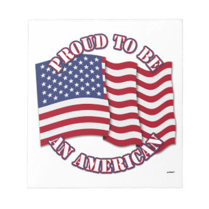Trotse Amerikaan Met Amerikaanse Vlag Notitieblok