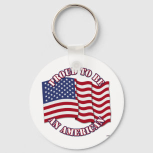 Trotse Amerikaan Met Vlag Van De VS Sleutelhanger