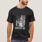 Trotse Amerikaanse Cavalier Flag Grappige Hond Pap T-shirt (Voorkant)
