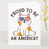 Trotse Amerikaanse Kat 4 juli Kaart (Gele Bloem)
