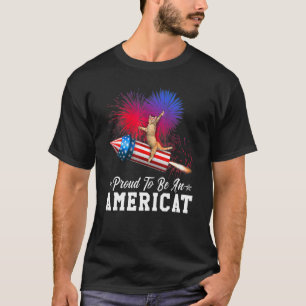 Trotse Amerikaanse Kat 4 juli Vuurwerk P T-shirt