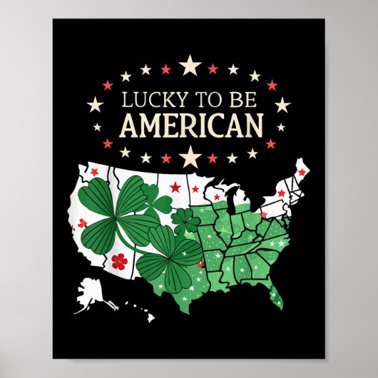 Trotse Amerikaanse klaverkaart - Lucky to be Ameri Poster (Voorkant)
