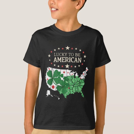 Trotse Amerikaanse klaverkaart - Lucky to be Ameri T-shirt (Voorkant)