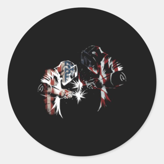 Trotse Amerikaanse lasser Amerikaanse vlag Amerika Ronde Sticker (Voorkant)
