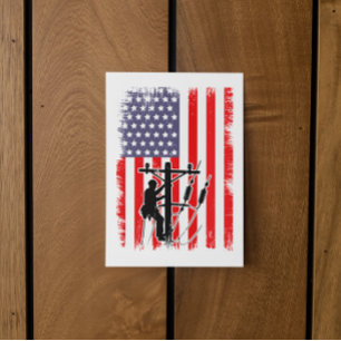Trotse Amerikaanse lijnwerker Patriottische nutsbe Briefkaart