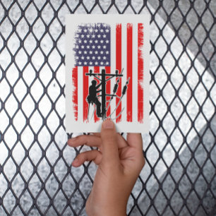 Trotse Amerikaanse lijnwerker Patriottische nutsbe Kaart