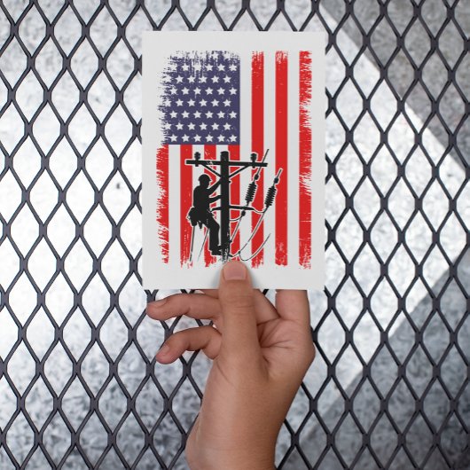 Trotse Amerikaanse lijnwerker Patriottische nutsbe Kaart
