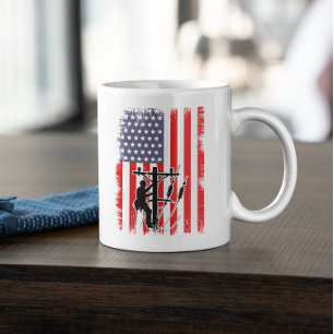 Trotse Amerikaanse lijnwerker Patriottische nutsbe Koffiemok