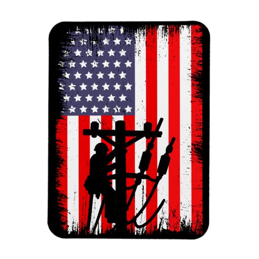 Trotse Amerikaanse lijnwerker Patriottische nutsbe Magneet (Verticaal)