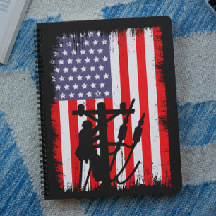 Trotse Amerikaanse lijnwerker Patriottische nutsbe Notitieboek