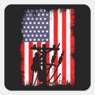 Trotse Amerikaanse lijnwerker Patriottische nutsbe Vierkante Sticker
