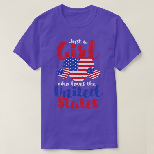 Trotse Amerikaanse Meisjes Amerikaanse Vlag Hart V T-shirt (Design voorkant)