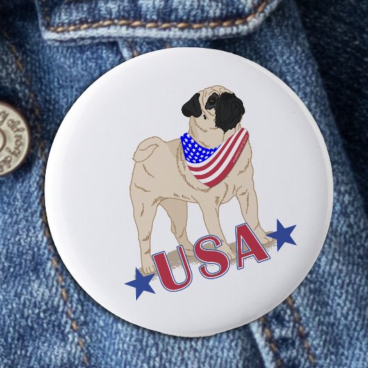 Trotse Amerikaanse Pug patriottisch Ronde Button 5,7 Cm