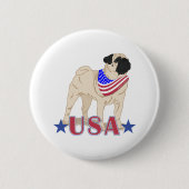 Trotse Amerikaanse Pug patriottisch Ronde Button 5,7 Cm (Voorkant)