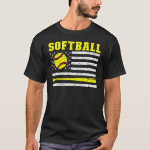 Trotse Amerikaanse Sport USA Vlag Softbal Speler S T-shirt