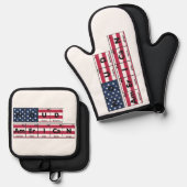 Trotse Amerikaanse vlag 4 juli Ovenwant & Pannenlap Set (Voorkant / Achterkant)