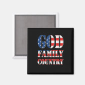 Trotse Amerikaanse vlag God Family Country Magneet (Voorkant / Achterkant)