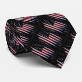 Trotse Amerikaanse vlag op Armani zwart satijn Stropdas (Opgerold)