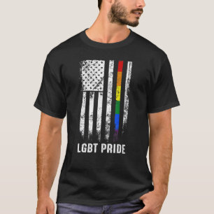 Trotse Amerikaanse vlag Regenboog Gay LGBTQ LGBT P T-shirt