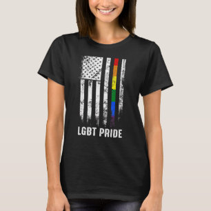 Trotse Amerikaanse vlag Regenboog Gay LGBTQ LGBT P T-shirt