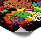 Trotse autisme moeder afro haar puzzel bewustzijn poster (Hoek)