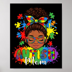 Trotse autisme moeder afro haar puzzel bewustzijn poster