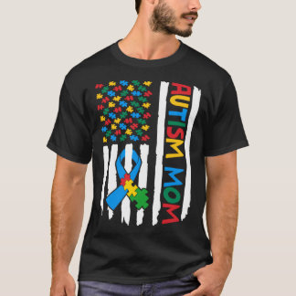 Trotse autisme moeder Amerikaanse vlag puzzelstuk T-shirt