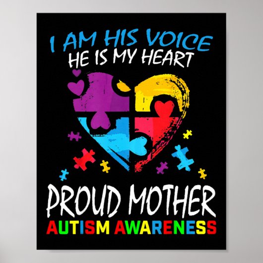 Trotse Autisme Moeder Hart Moeder Puzzelstuk Autis Poster (Voorkant)