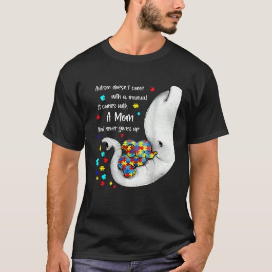 Trotse Autisme Moeder Olifant Puzzelstuk Autisme B T-shirt (Voorkant)