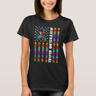 Trotse autisme papa Amerikaanse vlag puzzel autism T-shirt