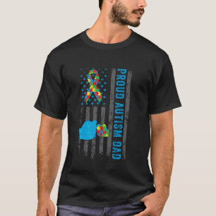 Trotse autisme papa Amerikaanse vlag VS autisme be T-shirt