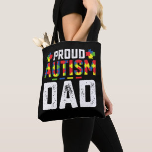 Trotse autisme papa bewustzijn autistische familie tote bag