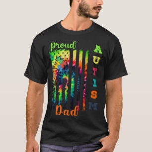 Trotse autisme papa Tie Dye vlag Autisme bewustzij T-shirt