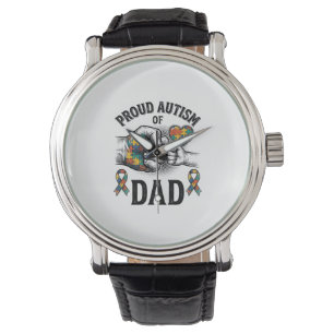 Trotse autisme papa vintage gravure bewustzijn shi horloge