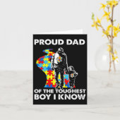 Trotse autisme vader-vader en zoon autisme bewustz kaart (Gele Bloem)