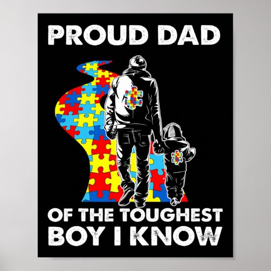 Trotse autisme vader-vader en zoon autisme bewustz poster (Voorkant)