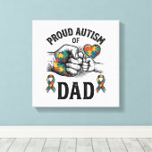 Trotse autisme vader vintage gravure bewustzijnssh canvas afdruk (Insitu (Houten vloer))