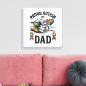 Trotse autisme vader vintage gravure bewustzijnssh canvas afdruk (Insitu (Woonkamer))