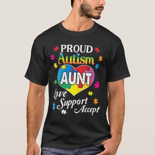 Trotse Autistische Tante Liefde Ondersteuning Acce T-shirt (Voorkant)