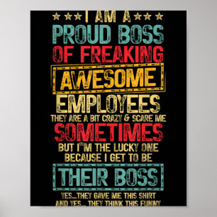 Trotse Baas Werknemer Waardering Retro Design Voor Poster