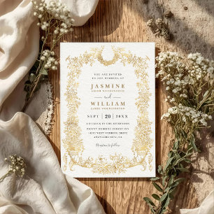 Trotse Barokke Bloemen Bloesemt QR Code Bruiloft Kaart
