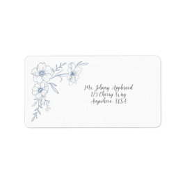 Trotse Blauwe Bloemen Trouwadreslabel Etiket