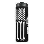 Trotse blauwe kraag Wrench Amerikaans Thermosbeker (Voorkant)