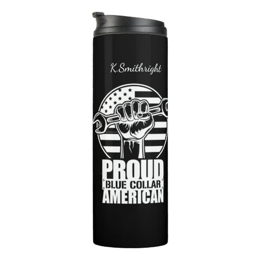 Trotse blauwe kraag Wrench Amerikaans Thermosbeker