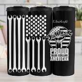 Trotse blauwe kraag Wrench Amerikaans Thermosbeker