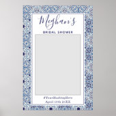 Trotse blauwe tegels Bruidsdouche Fotohokje Poster (Voorkant)