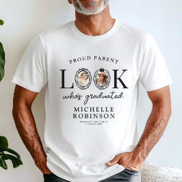 Trotse blik wie is afgestudeerd 2 foto afstudeerce t-shirt
